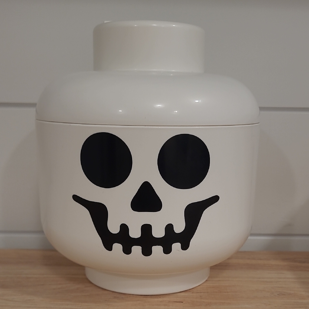 Lego White and Black Skull Storage Head